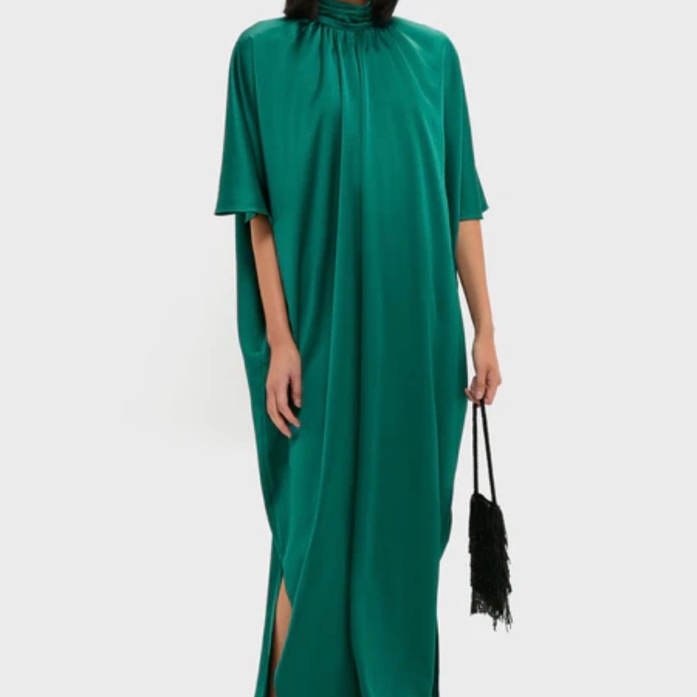 Emerald Green High-Neck Maxi Dress